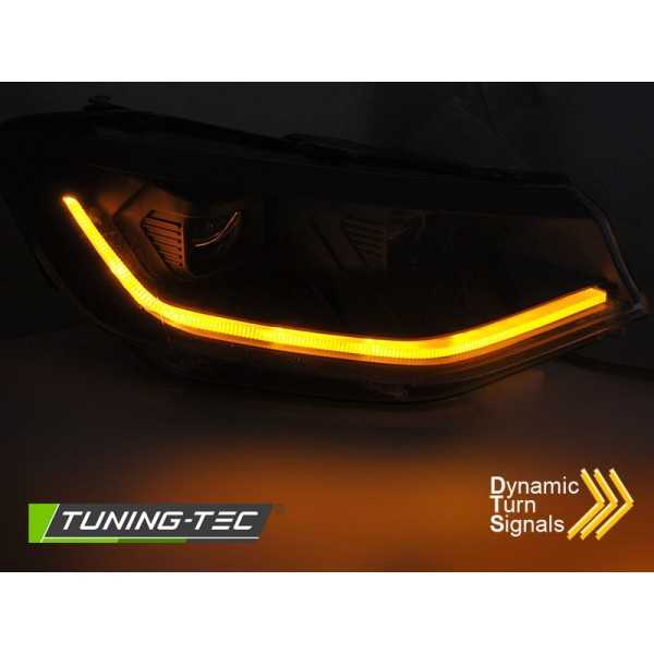 KIT PHARES LED TUBE LUMINEUX NOIR DRL SEQ pour VW CADDY 20-