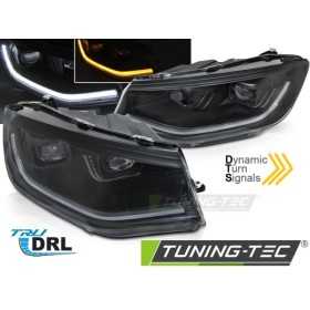 KIT PHARES LED TUBE LUMINEUX NOIR DRL SEQ pour VW CADDY 20- | tunin...