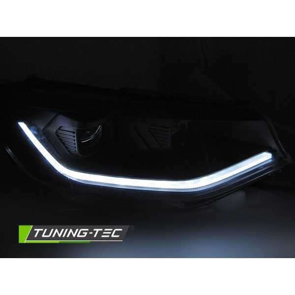 KIT PHARES LED TUBE LUMINEUX NOIR DRL SEQ pour VW CADDY 20- | tunin...