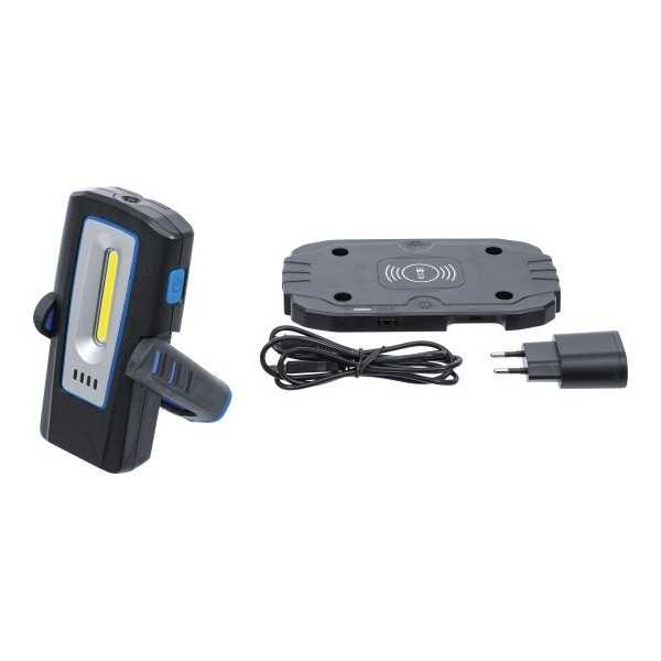 Lampe dâ€™atelier COB LED avec aimant et crochet repliable avec fonction de charge par induction