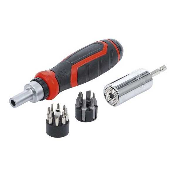 Jeu dâ€™embouts de prÃ©cision et de douilles universelles avec poignÃ©e rotative Ã  cliquet rÃ©versible pour embouts 17 piÃ¨ces