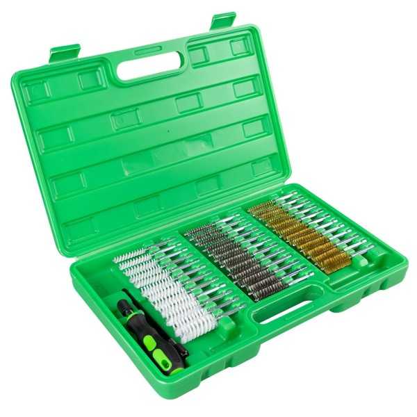 COFFRET DE 38 BROSSES MÃ‰TAL NYLON LAITON