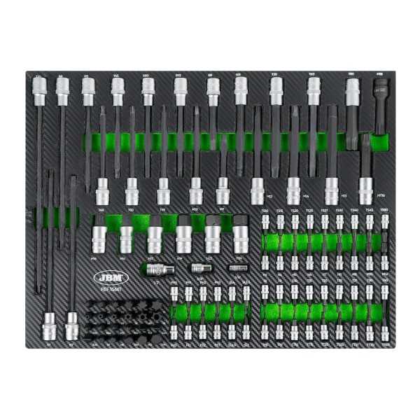 JEU DE 104Â DOUILLES Ã€ EMBOUT DANS UN PLATEAU EVA AVEC FINITION EN FIBRE DE CARBONE