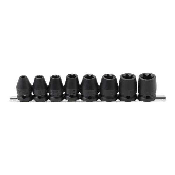 Jeu de douilles Ã  choc profil E 12 5 mm 1/2" E10 E24 8 piÃ¨ces
