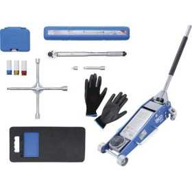 Kit pneus pour changement de roues avec cric rouleur 2 5 t 10 piÃ¨ces