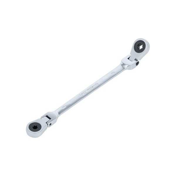 Double clÃ© annulaire Ã  cliquet pliable avec tÃªtes polygonales Ã  profil E E6 x E8