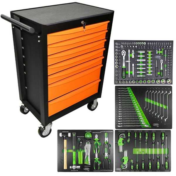 SERVANTE DE 7 TIROIRS AVEC OUTILS - ORANGE