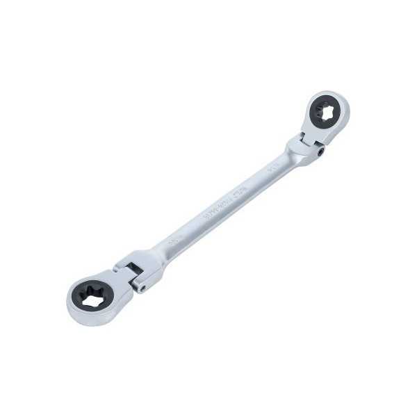 Double clÃ© annulaire Ã  cliquet pliable avec tÃªtes polygonales Ã  profil E E14 x E18