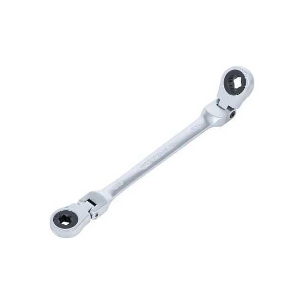 Double clÃ© annulaire Ã  cliquet pliable avec tÃªtes polygonales Ã  profil E E10 x E12