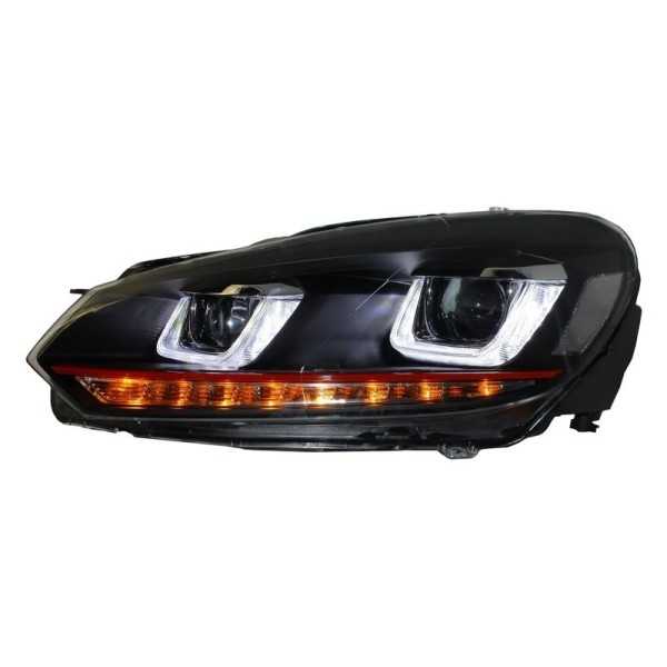 Phares pour VW Golf 6 VI 08-13 Golf 7 3D LED DRL U-Look Lumière qui...