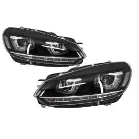 Phares Pour VW Golf 6 VI 08-13 LED 3D DRL U-Golf 7 Look LumiÃ¨re Coule Flowing