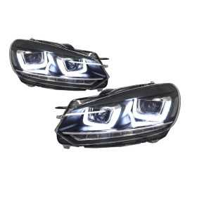 Phares Pour VW Golf 6 VI 08-13 LED 3D DRL U-Golf 7 Look Lumière Cou...