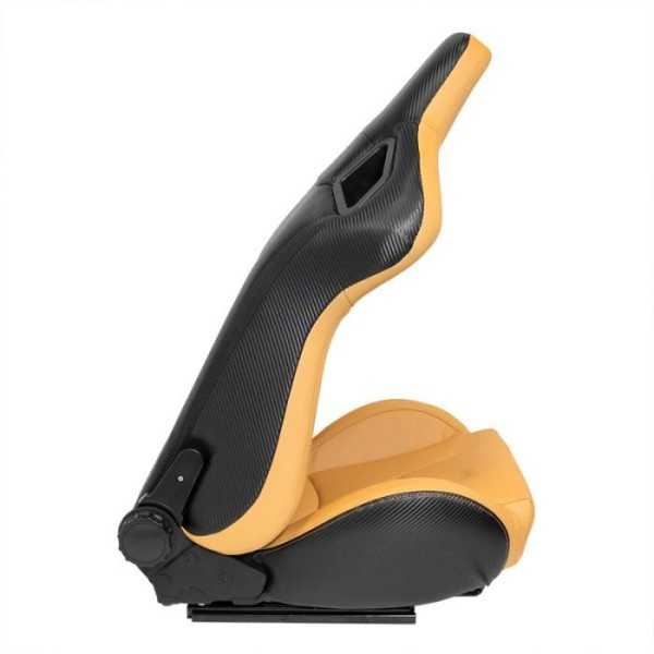 Siège baquet 'RK' - Beige Simili Cuir - Dossier réglable - incl. gl...