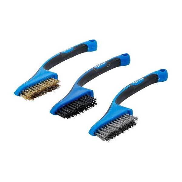 Assortiment de brosses nylon laiton acier inoxydable 165 mm 3 piÃ©ces