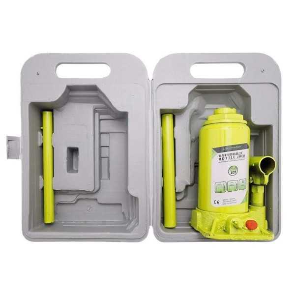 Cric hydraulique borne, 10T avec coffret plastique | CARMOTION | Cric