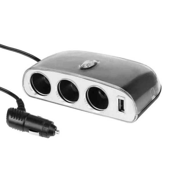 RÃ©partiteur allume cigare triple 12 24V avec USB 1000 mA