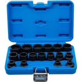 Jeu de douilles Ã  choc six pans extra plates 12 5 mm 1/2" 8 24 mm 17 piÃ¨ces