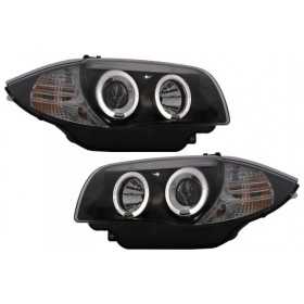 Phares Angel Eyes adaptÃ©s pour BMW SÃ©rie 1 E81 E82 E87 E88 (2004-2011) Noir