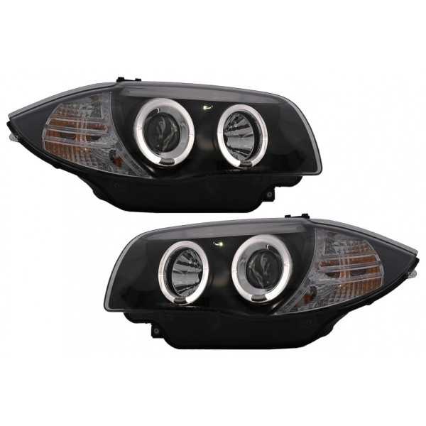 Phares Angel Eyes adaptÃ©s pour BMW SÃ©rie 1 E81 E82 E87 E88 (2004-2011) Noir