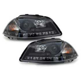 Phares LED pour Seat Ibiza 6L 04.2002-2008 Feu DRL Noir