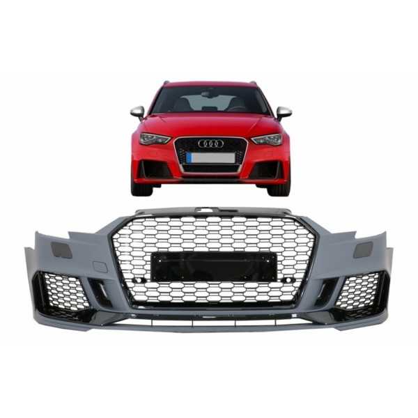 Pare-choc avant pour AUDI A3 8V Facelift 16-19 Sedan Cabrio RS3 Look Noir Brillant
