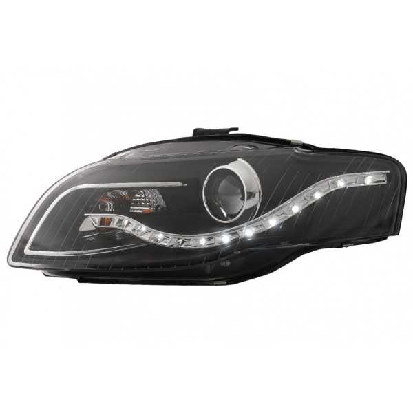 Phares LED DRL pour Audi A4 B7 11.04-03.08 Feux Diurnes Noir | KITT...