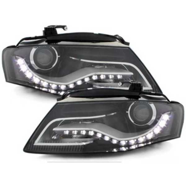 Phares LED DRL pour Audi A4 B8 8K 04.08-11 Feux jour Noir