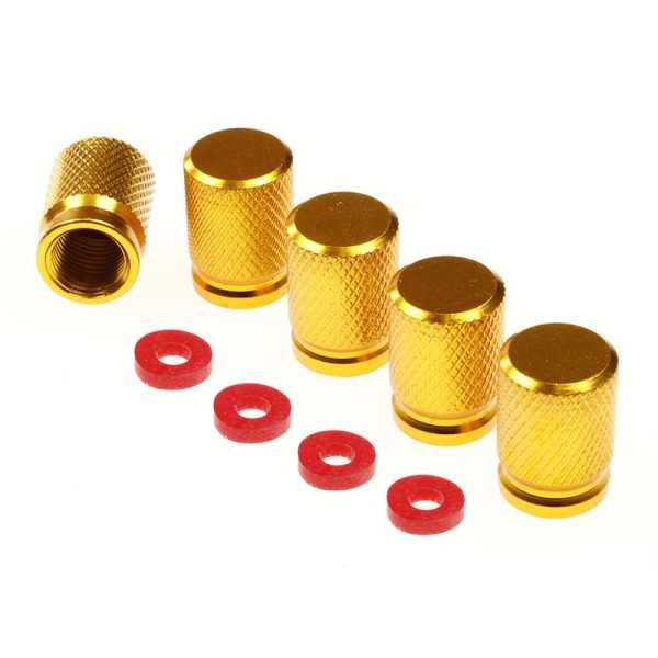 Bouchons de valve en aluminium, 5 pcs, doré | CARMOTION | Bouchon d...