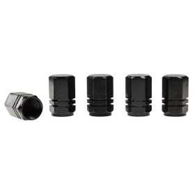 Bouchons de valve, hexagonaux en aluminium, 5 pcs, noirs |  | Bouch...