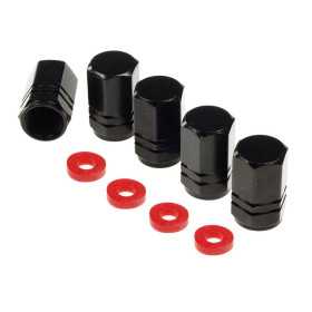 Bouchons de valve, hexagonaux en aluminium, 5 pcs, noirs |  | Bouch...