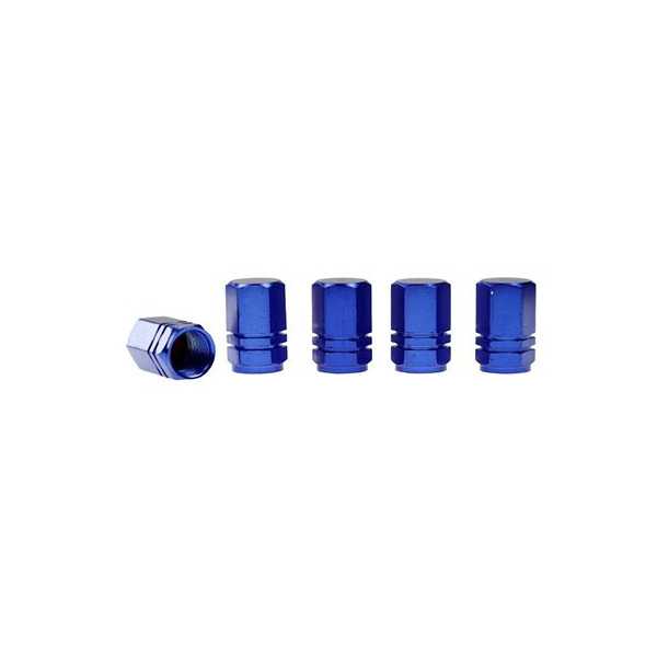 Bouchons de valve, hexagonaux en aluminium, 5 pcs, bleu | CARMOTION...