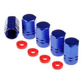 Bouchons de valve, hexagonaux en aluminium, 5 pcs, bleu | CARMOTION...