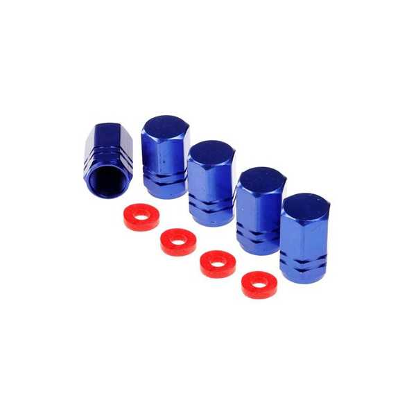 Bouchons de valve, hexagonaux en aluminium, 5 pcs, bleu | CARMOTION...