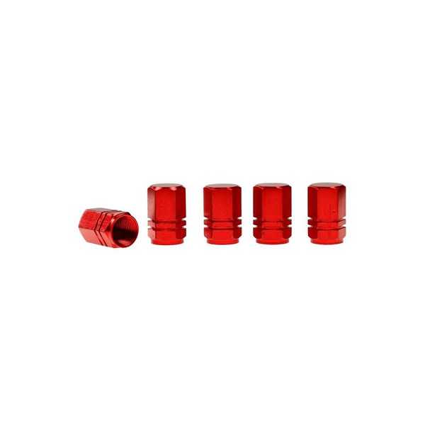Bouchons de valve, hexagonaux en aluminium, 5 pcs, rouge | CARMOTIO...