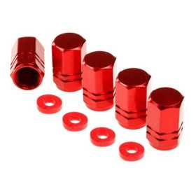 Bouchons de valve, hexagonaux en aluminium, 5 pcs, rouge | CARMOTIO...