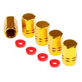 Bouchons de valve, hexagonaux en aluminium, 5 pcs, doré |  | Boucho...