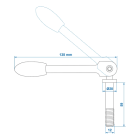 PoignÃ©e de serrage pivotante pour collier 48 mm 341533 - 341536
