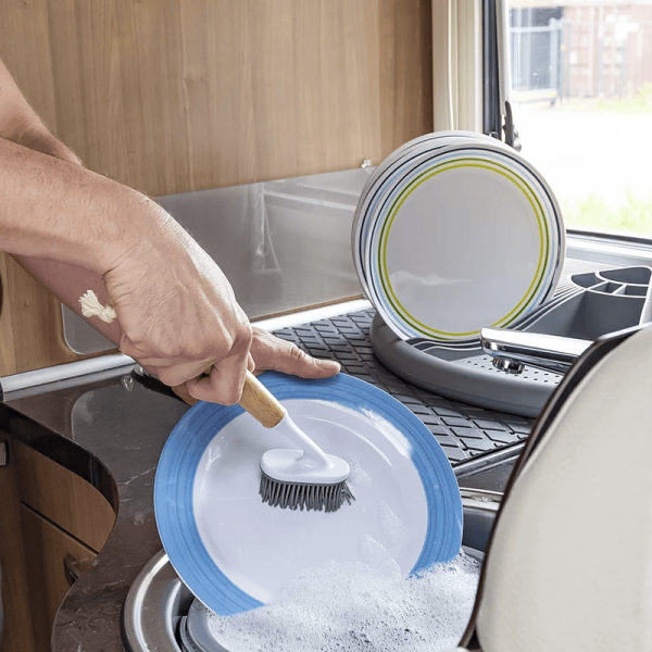 Brosse à vaisselle silicone 23 cm Ø7 cm x 4 cm bambou | ProPlus | D...