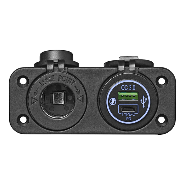 Kit de montage encastrÃ© : prise 12V + chargeur rapide USB type A + C 2 voies 3A
