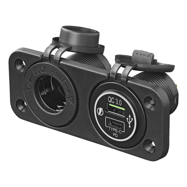 Kit de montage encastré : prise 12V + chargeur rapide USB type A + ...