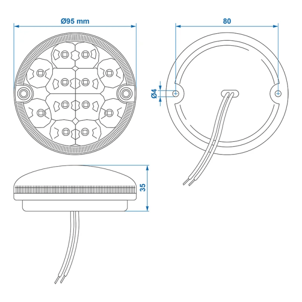 Feu anti-brouillard arrière ou feux rouge 95mm 19LED | ProPlus | Éc...