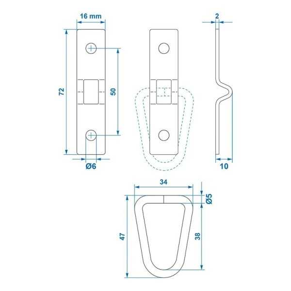 Anneau d'arrimage en 2 parties 72 x 16 mm - jeu de 6 pièces | ProPl...