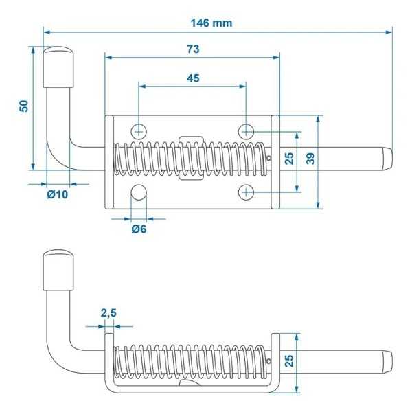 Verrou à ressort Ø10 mm/136 mm | ProPlus | Charnière & Serrure