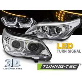 PHARES ANGEL EYES LED 3D CHROME pour BMW E60 E61 03-07