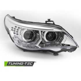 PHARES ANGEL EYES LED 3D CHROME pour BMW E60 E61 03-07 | tuning tec...