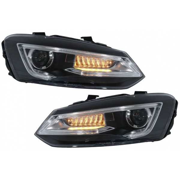 Phares pour VW Polo MK5 6R 6C 61 11-17 LumiÃ¨re LED Devil Eye Look RHD