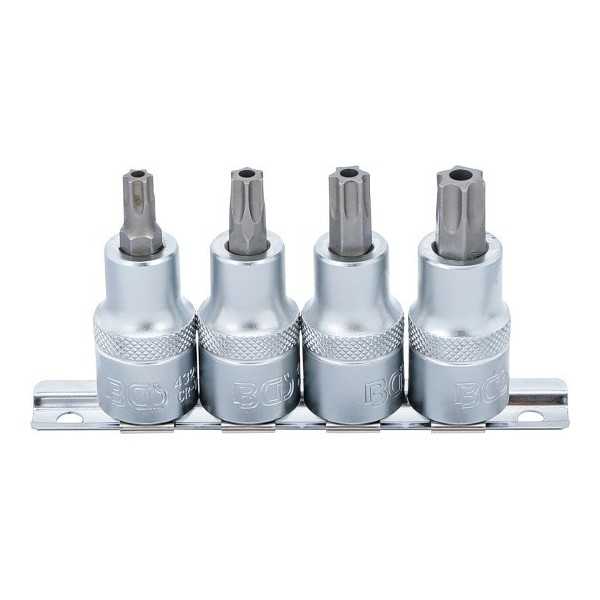 Jeu de douilles Ã  embouts 12 5 mm 1/2" Profil T pour Torx Plus avec perÃ§age T40 T55 4 piÃ¨ces