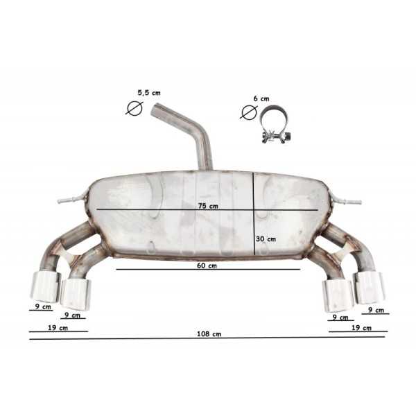 Échappement pour VW Golf 7 VII MK7 13-19 R Look Double Silencieux T...