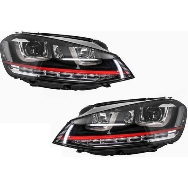 Phares RHD 3D LED DRL adaptés a VW Golf 7 VII (2012-2017) Red R20 G...