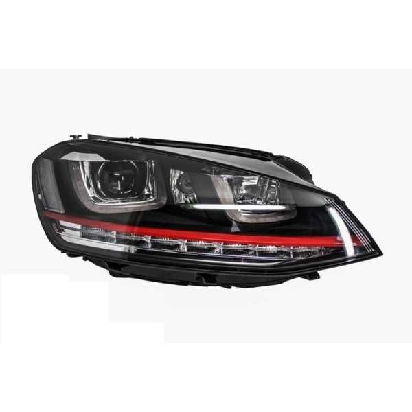 Phares RHD 3D LED DRL adaptés a VW Golf 7 VII (2012-2017) Red R20 G...
